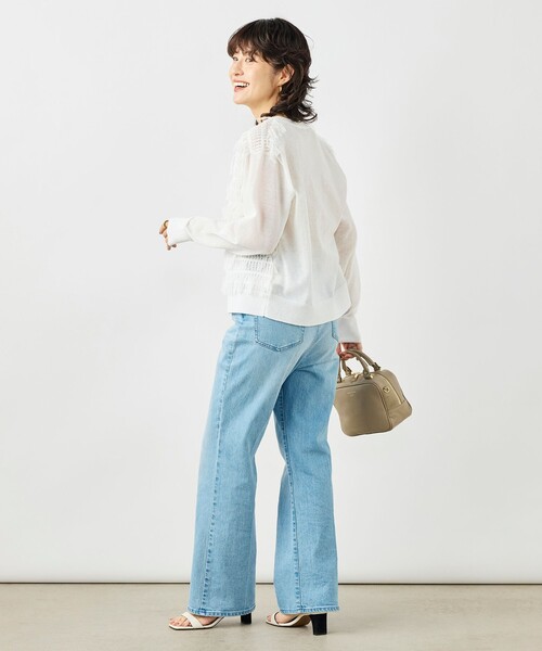 NOLLEY’S（ノーリーズ）の「《手洗い可能》チュールフリンジVネックカーディガン（カーディガン/ボレロ・レディース・ブラック/ホワイト/ベージュ・38）」の14枚目の写真