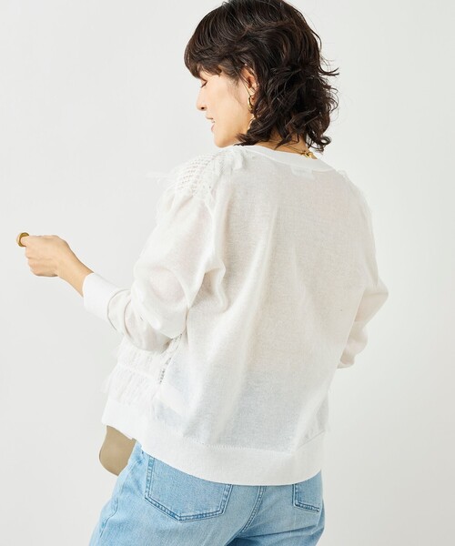 NOLLEY’S（ノーリーズ）の「《手洗い可能》チュールフリンジVネックカーディガン（カーディガン/ボレロ・レディース・ブラック/ホワイト/ベージュ・38）」の16枚目の写真