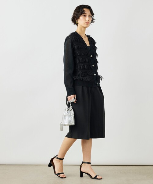 NOLLEY’S（ノーリーズ）の「《手洗い可能》チュールフリンジVネックカーディガン（カーディガン/ボレロ・レディース・ブラック/ホワイト/ベージュ・38）」の22枚目の写真