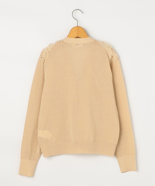 NOLLEY’S（ノーリーズ）の「《手洗い可能》チュールフリンジVネックカーディガン（カーディガン/ボレロ・レディース・ブラック/ホワイト/ベージュ・38）」の12枚目の写真