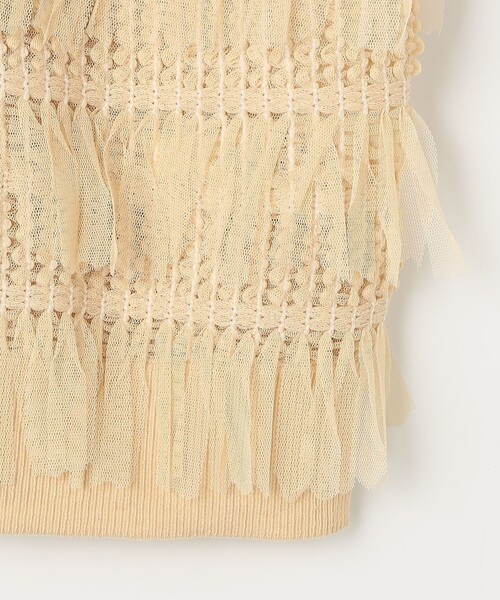 NOLLEY’S（ノーリーズ）の「《手洗い可能》チュールフリンジVネックカーディガン（カーディガン/ボレロ・レディース・ブラック/ホワイト/ベージュ・38）」の8枚目の写真