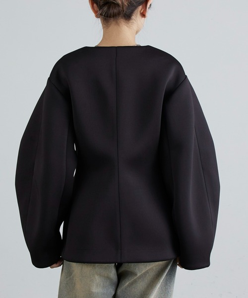 Lui's(ルイス)の「ダンボールシェイプダブルZIPジャケット(テーラードジャケット・レディース・グレー/ブラック・FREE)」の4枚目の写真