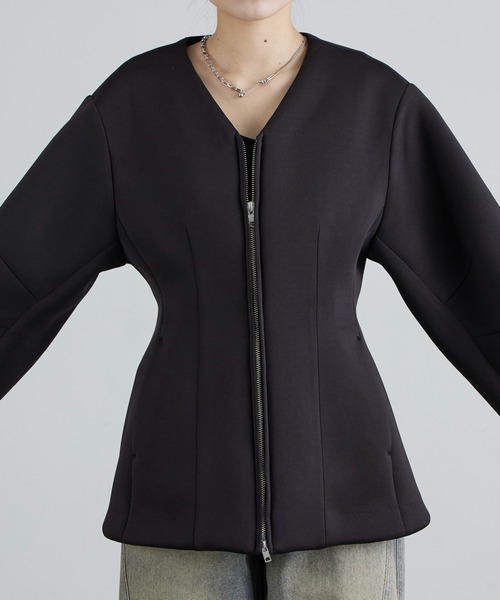 Lui's(ルイス)の「ダンボールシェイプダブルZIPジャケット(テーラードジャケット・レディース・グレー/ブラック・FREE)」の15枚目の写真