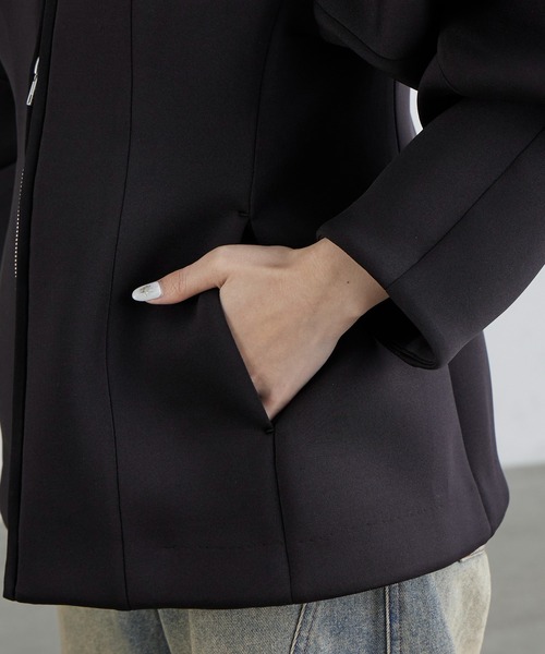 Lui's(ルイス)の「ダンボールシェイプダブルZIPジャケット(テーラードジャケット・レディース・グレー/ブラック・FREE)」の19枚目の写真