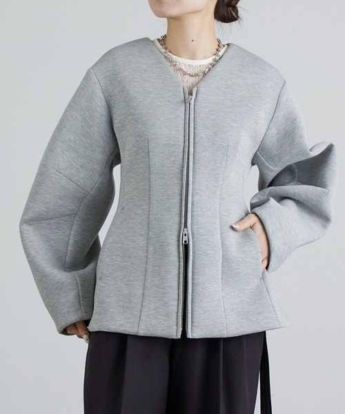 Lui's(ルイス)の「ダンボールシェイプダブルZIPジャケット(テーラードジャケット・レディース・グレー/ブラック・FREE)」の11枚目の写真