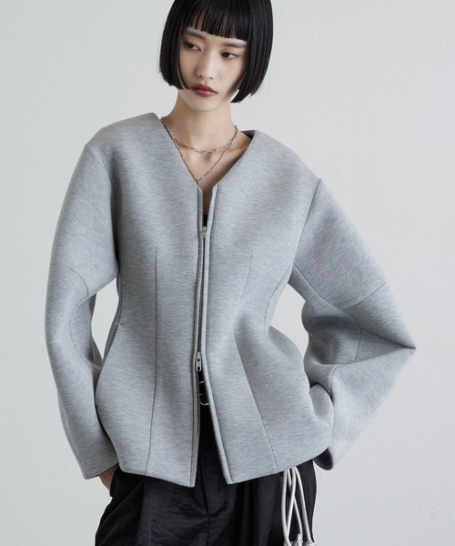 Lui's(ルイス)の「ダンボールシェイプダブルZIPジャケット(テーラードジャケット・レディース・グレー/ブラック・FREE)」の21枚目の写真