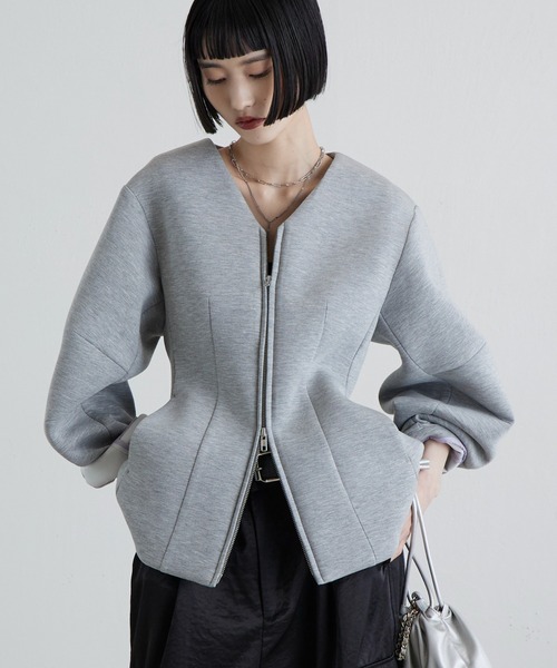 Lui's(ルイス)の「ダンボールシェイプダブルZIPジャケット(テーラードジャケット・レディース・グレー/ブラック・FREE)」の20枚目の写真