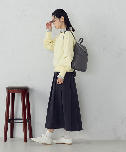 MONO COMME CA(モノコムサ)の「A4サイズ対応 タックリュック(バックパック/リュック・レディース・チャコール/ブラック・FREE)」の5枚目の写真