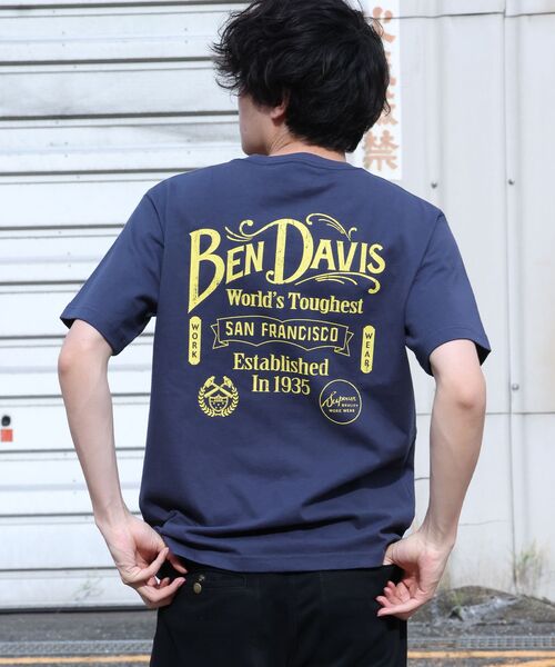 BEN DAVIS（ベンデイビス）の「【BEN DAVIS（ベンデイビス）】CLASSIC LOGO TEE / クラシックフィット Tシャツ 半袖 クルーネック プリント ワンポイント（Tシャツ/カットソー・メンズ・ブラック/ホワイト/ネイビー/グレー・MEDIUM/LARGE/X-LARGE）」の4枚目の写真