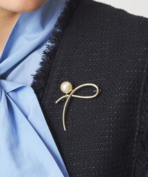 green label relaxing | メタルライン＆フェイクパール ブローチ(ブローチ/コサージュ)