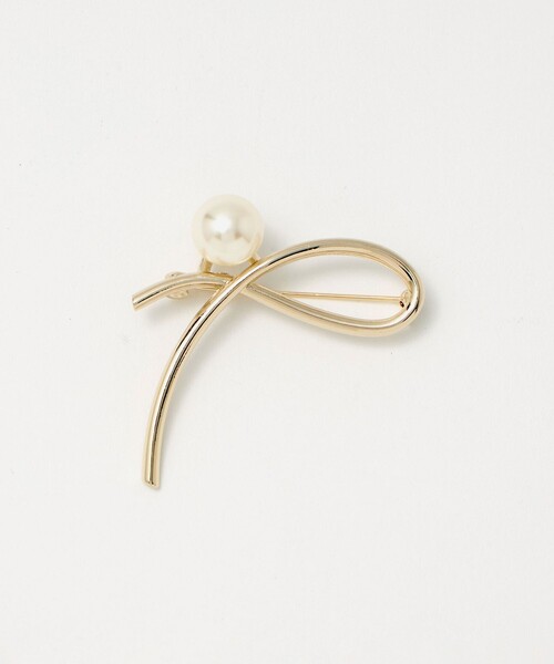 green label relaxing（グリーンレーベルリラクシング）の「メタルライン＆フェイクパール ブローチ（ブローチ/コサージュ・レディース・ゴールド/シルバー・FREE）」の5枚目の写真