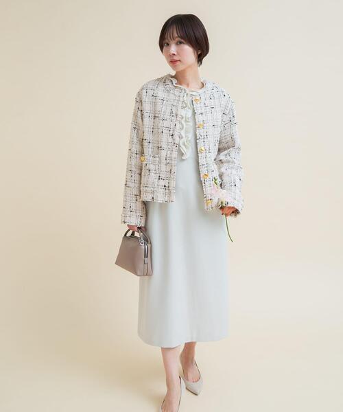 URBAN RESEARCH ROSSO WOMEN（アーバンリサーチ　ロッソ）の「『WEB限定』ツイードノーカラージャケット（ノーカラージャケット・レディース・ブラック/オフホワイト・FREE）」の15枚目の写真