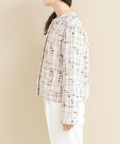URBAN RESEARCH ROSSO WOMEN（アーバンリサーチ　ロッソ）の「『WEB限定』ツイードノーカラージャケット（ノーカラージャケット・レディース・ブラック/オフホワイト・FREE）」の17枚目の写真