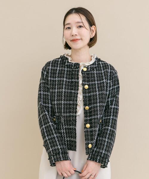 WEB限定』ツイードノーカラージャケット（ノーカラージャケット