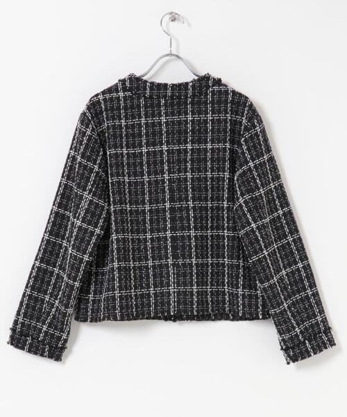 URBAN RESEARCH ROSSO WOMEN（アーバンリサーチ　ロッソ）の「『WEB限定』ツイードノーカラージャケット（ノーカラージャケット・レディース・ブラック/オフホワイト・FREE）」の9枚目の写真