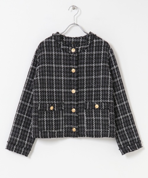 WEB限定』ツイードノーカラージャケット（ノーカラージャケット