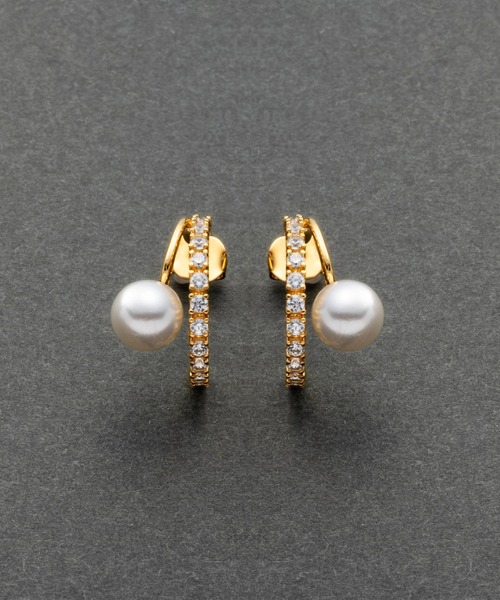 Cream dot.(クリームドット)の「【金属アレルギー対応】パール×ビジューラインのレイヤード風フープピアス/イヤリング(ピアス(両耳用)・レディース・ピンク系その他/シルバー/ゴールド系その他/シルバー系その他/ゴールド/ピンクゴールド・ONE SIZE)」の14枚目の写真