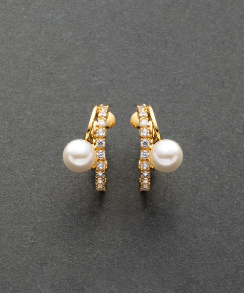 Cream dot.(クリームドット)の「【金属アレルギー対応】パール×ビジューラインのレイヤード風フープピアス/イヤリング(ピアス(両耳用)・レディース・ピンク系その他/シルバー/ゴールド系その他/シルバー系その他/ゴールド/ピンクゴールド・ONE SIZE)」の19枚目の写真