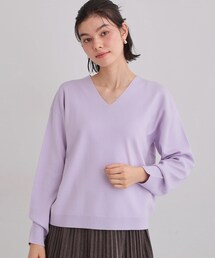 【S-XLサイズ/上品見えが叶う】Vネックニット/洗濯機OK