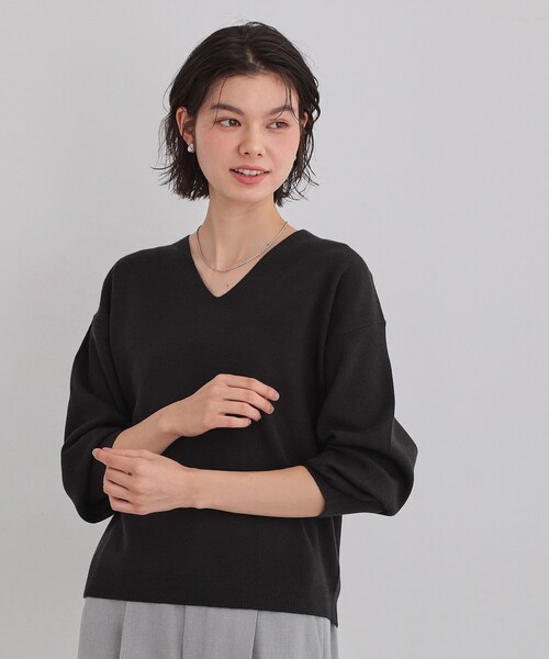 THE SHOP TK （ザ ショップ ティーケー ）の「【S-XLサイズ/上品見えが叶う】Vネックニット/蓄熱/洗濯機OK（ニット/セーター・レディース・ライトブルー/ナチュラル/ライトグリーン系/スミクロ/オレンジ系/パープル系1・11/12/13/14）」の11枚目の写真