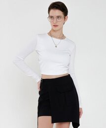 Back Round cutting Knot Span Tshirts Ivory