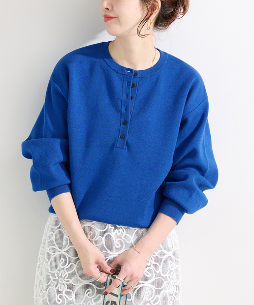 B.C STOCK（ベーセーストック）の「ウォッシャブル / 接結ニットプルオーバー（ニット/セーター・レディース・チャコールグレー/ブルー系その他/ネイビー/ホワイト・FREE）」の4枚目の写真