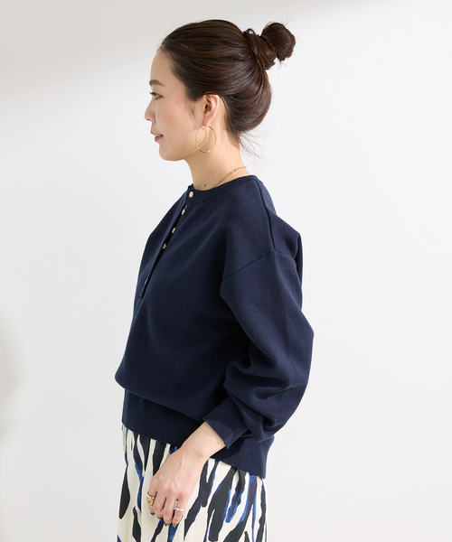 B.C STOCK（ベーセーストック）の「ウォッシャブル / 接結ニットプルオーバー（ニット/セーター・レディース・チャコールグレー/ブルー系その他/ネイビー/ホワイト・FREE）」の6枚目の写真