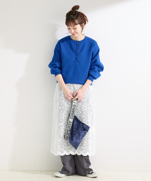 B.C STOCK（ベーセーストック）の「ウォッシャブル / 接結ニットプルオーバー（ニット/セーター・レディース・チャコールグレー/ブルー系その他/ネイビー/ホワイト・FREE）」の8枚目の写真