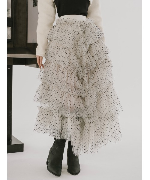 新品タグ付 ダーリッチ ツイルドッキングチュールロングスカート アイボリー ドッキングチュールロングスカート – Darich (ダーリッチ)