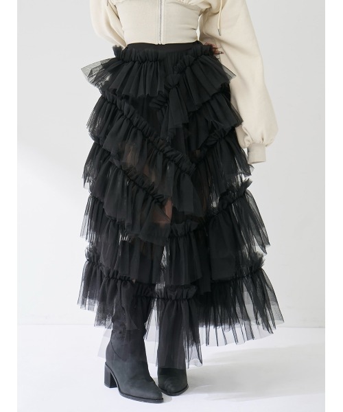 ボリュームアシメチュールロングスカート（スカート）｜Darich