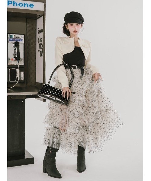 ボリュームアシメチュールロングスカート（スカート）｜Darich