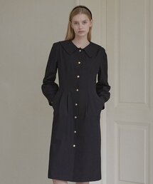 Sailor Collar Goldish Dress - Black