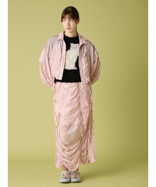FURFUR（ファーファー）の「シアーフリルブルゾン（ブルゾン・レディース・オフホワイト/ブラック/ピンク・F）」の7枚目の写真