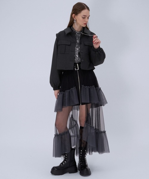 HARE（ハレ）の「ワークポケットショートブルゾン(HARE)（ブルゾン・レディース・ブラック/ブラウン・FREE）」の3枚目の写真