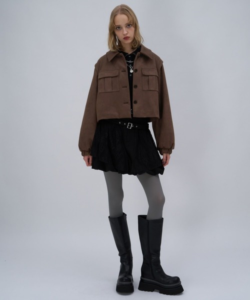 HARE（ハレ）の「ワークポケットショートブルゾン(HARE)（ブルゾン・レディース・ブラック/ブラウン・FREE）」の7枚目の写真