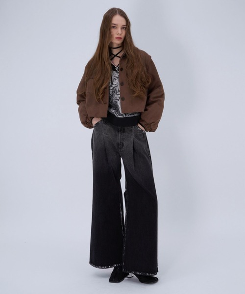 HARE（ハレ）の「ワークポケットショートブルゾン(HARE)（ブルゾン・レディース・ブラック/ブラウン・FREE）」の9枚目の写真