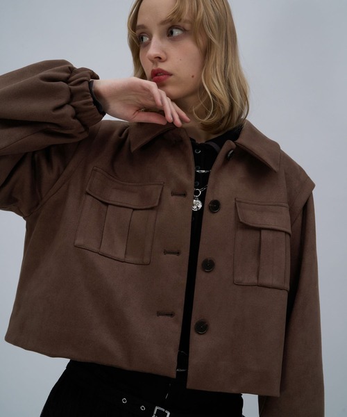 HARE（ハレ）の「ワークポケットショートブルゾン(HARE)（ブルゾン・レディース・ブラック/ブラウン・FREE）」の18枚目の写真