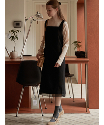 BEMUSE MANSION（ビミューズマンション）の「Hem line sheer patch dress - Black（ワンピース）」