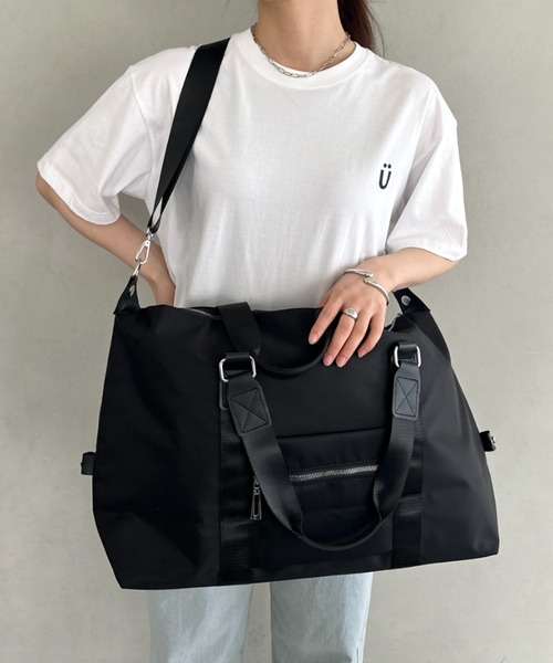 MYMOOD.(マイムード)の「4色展開 2WAY仕様 大容量トラベルバッグ ボストンバッグ(ボストンバッグ・レディース・ピンク/ネイビー/モカ/ブラック・FREE)」の1枚目の写真