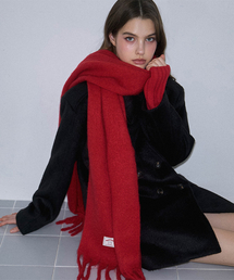 haek mix color long muffler/ロングマフラー　レッド Mik Oversized Scarf | Soft Chunky Knit Blanket Scarf