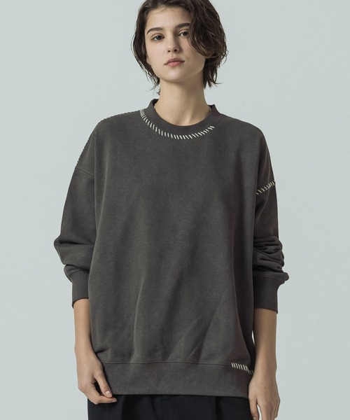 SLICK(スリック)の「【SLICK/スリック】Fade Prinded Embroidery Sweat Pullover/フェードプリントエンブロイダリースウェット/ハンドステッチ(Tシャツ/カットソー・メンズ・ブルー/ブラック/ライトグレー/ブラウン・1/2/3)」の3枚目の写真