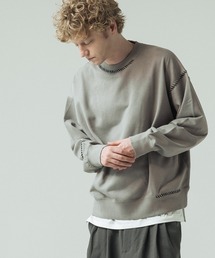 SLICK（スリック）の「【SLICK スリック】Fade Prinded Embroidery Sweat Pullover フェードプリントエンブロイダリースウェット ハンドステッチ（Tシャツ/カットソー）」