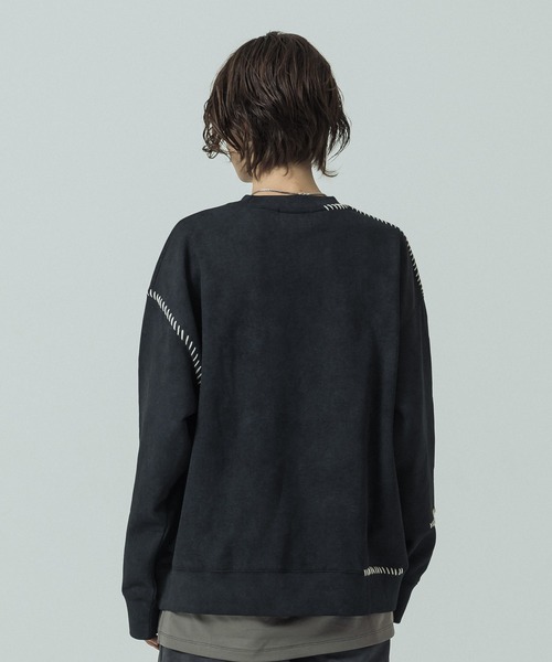 SLICK(スリック)の「【SLICK/スリック】Fade Prinded Embroidery Sweat Pullover/フェードプリントエンブロイダリースウェット/ハンドステッチ(Tシャツ/カットソー・メンズ・ブルー/ブラック/ライトグレー/ブラウン・1/2/3)」の7枚目の写真