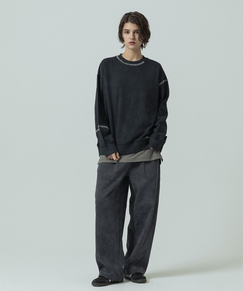 SLICK(スリック)の「【SLICK/スリック】Fade Prinded Embroidery Sweat Pullover/フェードプリントエンブロイダリースウェット/ハンドステッチ(Tシャツ/カットソー・メンズ・ブルー/ブラック/ライトグレー/ブラウン・1/2/3)」の8枚目の写真