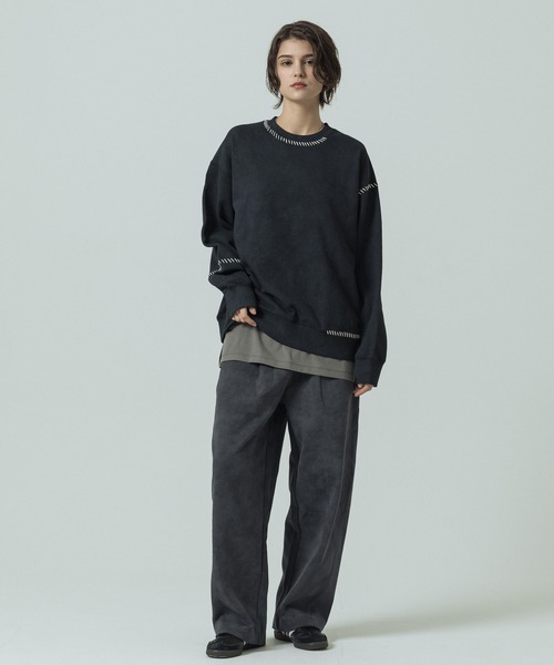 SLICK(スリック)の「【SLICK/スリック】Fade Prinded Embroidery Sweat Pullover/フェードプリントエンブロイダリースウェット/ハンドステッチ(Tシャツ/カットソー・メンズ・ブルー/ブラック/ライトグレー/ブラウン・1/2/3)」の9枚目の写真