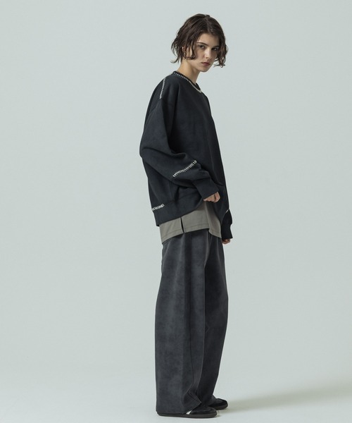 SLICK(スリック)の「【SLICK/スリック】Fade Prinded Embroidery Sweat Pullover/フェードプリントエンブロイダリースウェット/ハンドステッチ(Tシャツ/カットソー・メンズ・ブルー/ブラック/ライトグレー/ブラウン・1/2/3)」の10枚目の写真