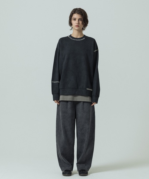 SLICK(スリック)の「【SLICK/スリック】Fade Prinded Embroidery Sweat Pullover/フェードプリントエンブロイダリースウェット/ハンドステッチ(Tシャツ/カットソー・メンズ・ブルー/ブラック/ライトグレー/ブラウン・1/2/3)」の11枚目の写真