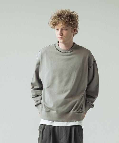 SLICK(スリック)の「【SLICK/スリック】Fade Prinded Embroidery Sweat Pullover/フェードプリントエンブロイダリースウェット/ハンドステッチ(Tシャツ/カットソー・メンズ・ブルー/ブラック/ライトグレー/ブラウン・1/2/3)」の15枚目の写真
