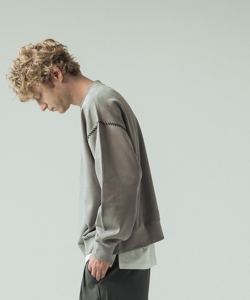 SLICK(スリック)の「【SLICK/スリック】Fade Prinded Embroidery Sweat Pullover/フェードプリントエンブロイダリースウェット/ハンドステッチ(Tシャツ/カットソー・メンズ・ブルー/ブラック/ライトグレー/ブラウン・1/2/3)」の16枚目の写真