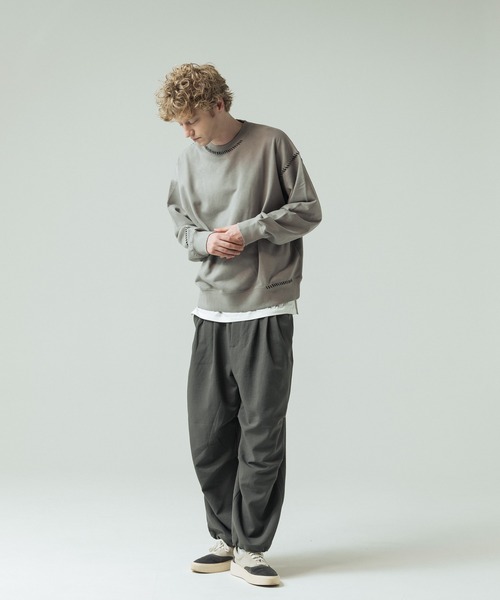 SLICK(スリック)の「【SLICK/スリック】Fade Prinded Embroidery Sweat Pullover/フェードプリントエンブロイダリースウェット/ハンドステッチ(Tシャツ/カットソー・メンズ・ブルー/ブラック/ライトグレー/ブラウン・1/2/3)」の19枚目の写真